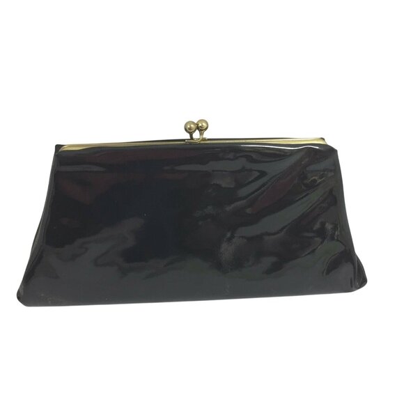 St Thomas Handbags - Vintage Purse St Thomas Black Patent Leather Clutch Chain Handle 26076